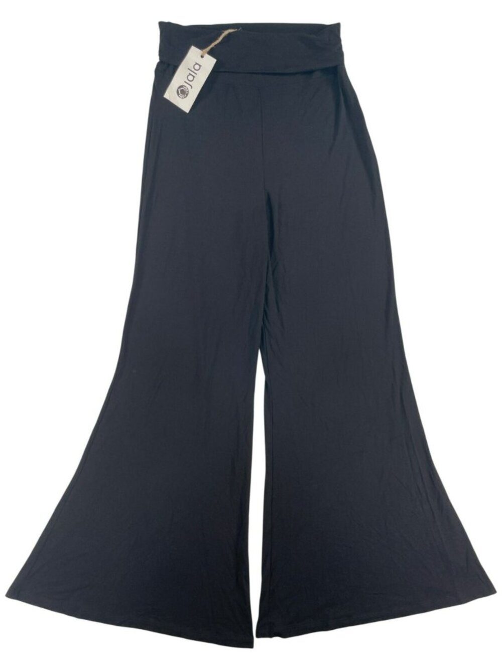 Jala Chill Yoga Pants Fold-Over Waist Wide-Leg Black Hand-Dyed Wmn's Size M NEW